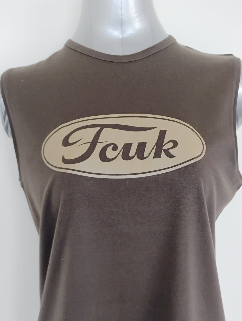 French Connection Wide Strap Tank Top – FCUK Logo | 100% Cotton, Made in USA