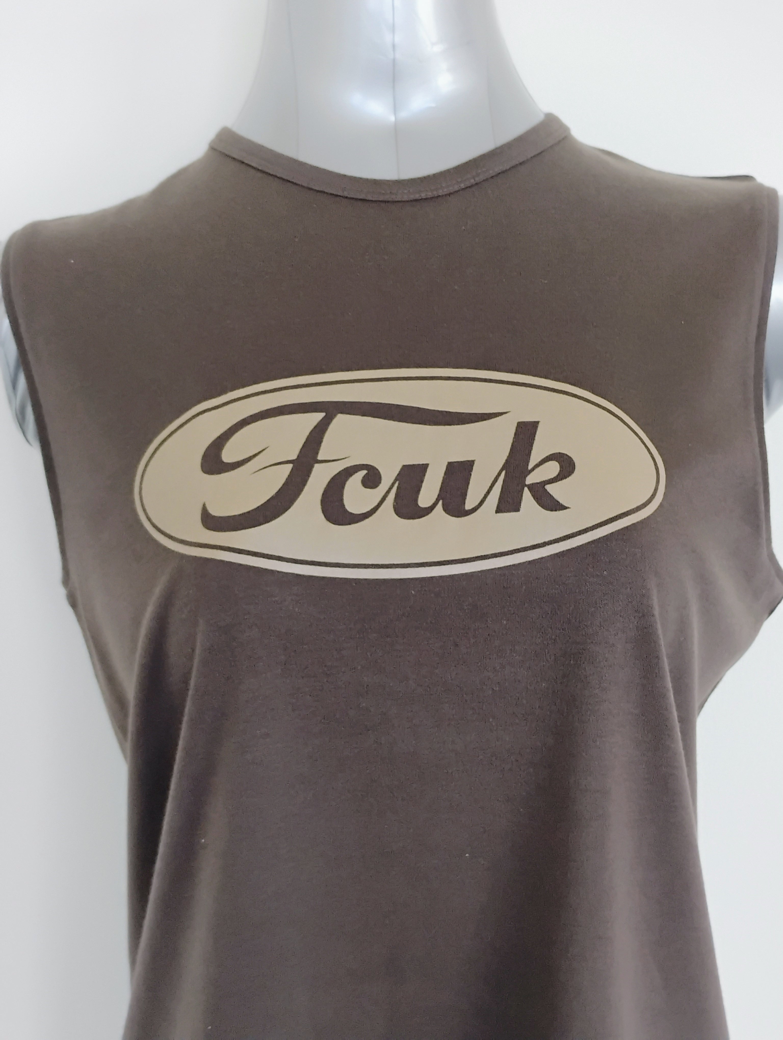 French Connection Wide Strap Tank Top – FCUK Logo | 100% Cotton, Made in USA
