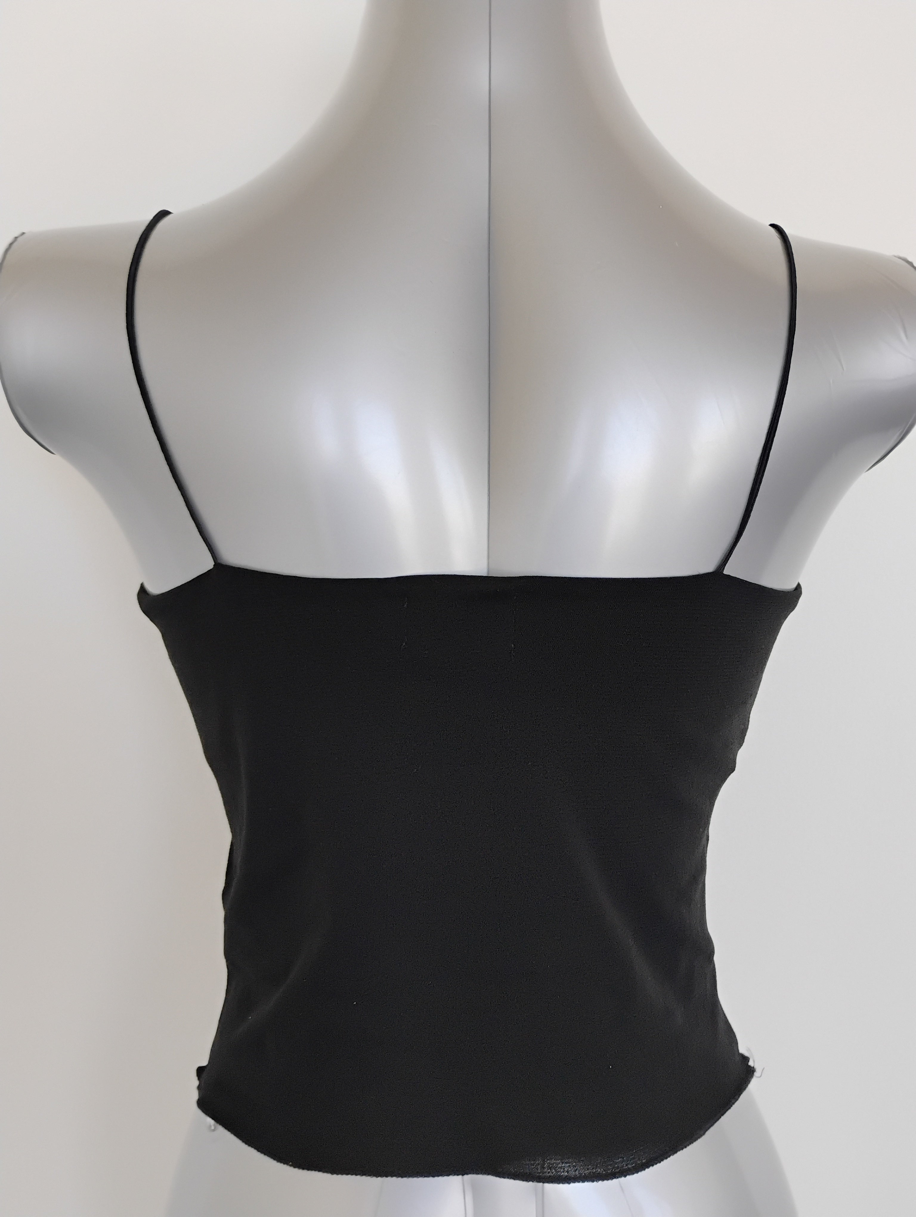 Black Floral Print Camisole with Built-In Support – Moda Intl | Short-Length Nylon Top