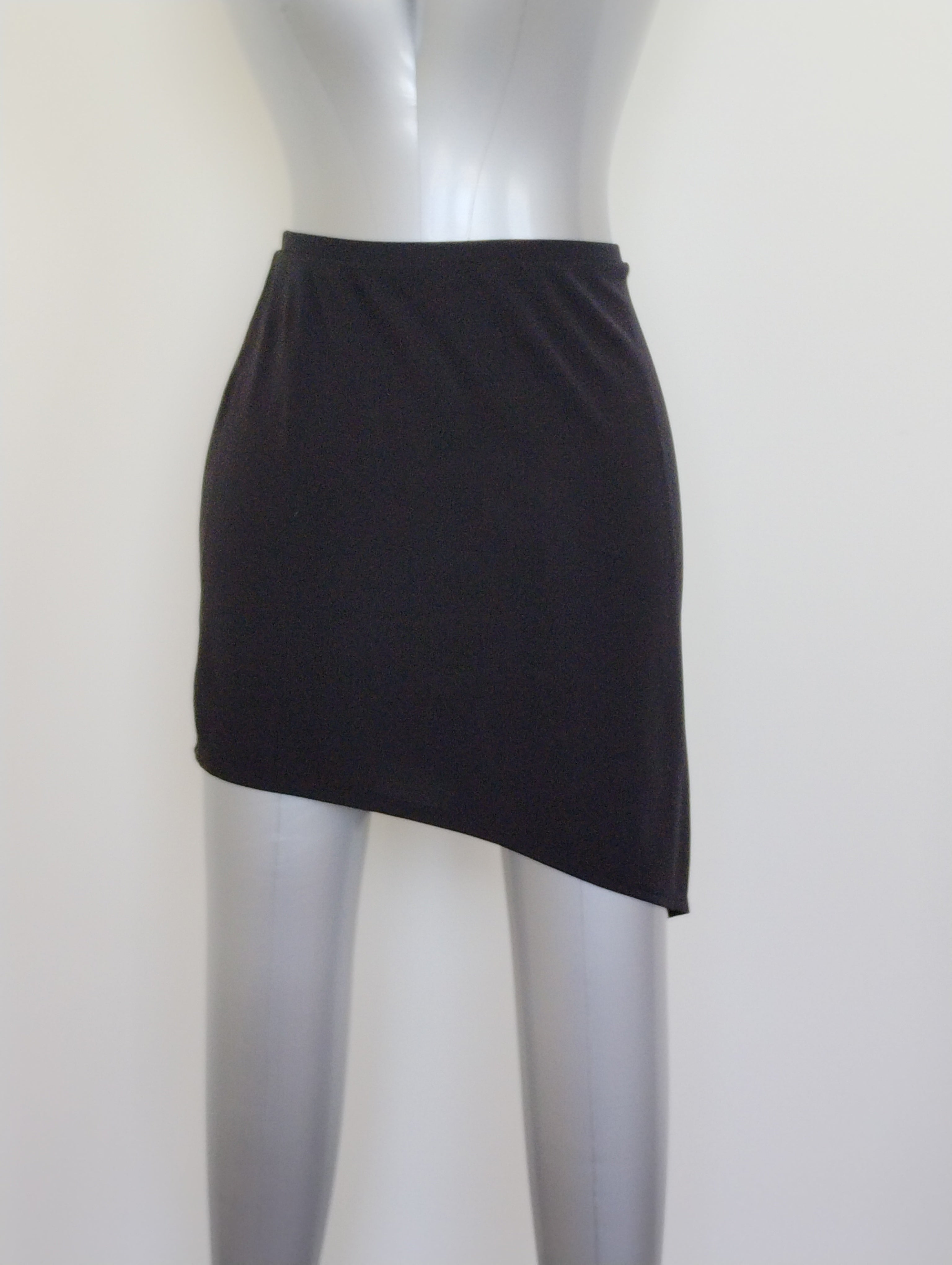 Vintage ’90s Black Asymmetrical Mini Skirt – Express | Brand New Rayon/Polyester