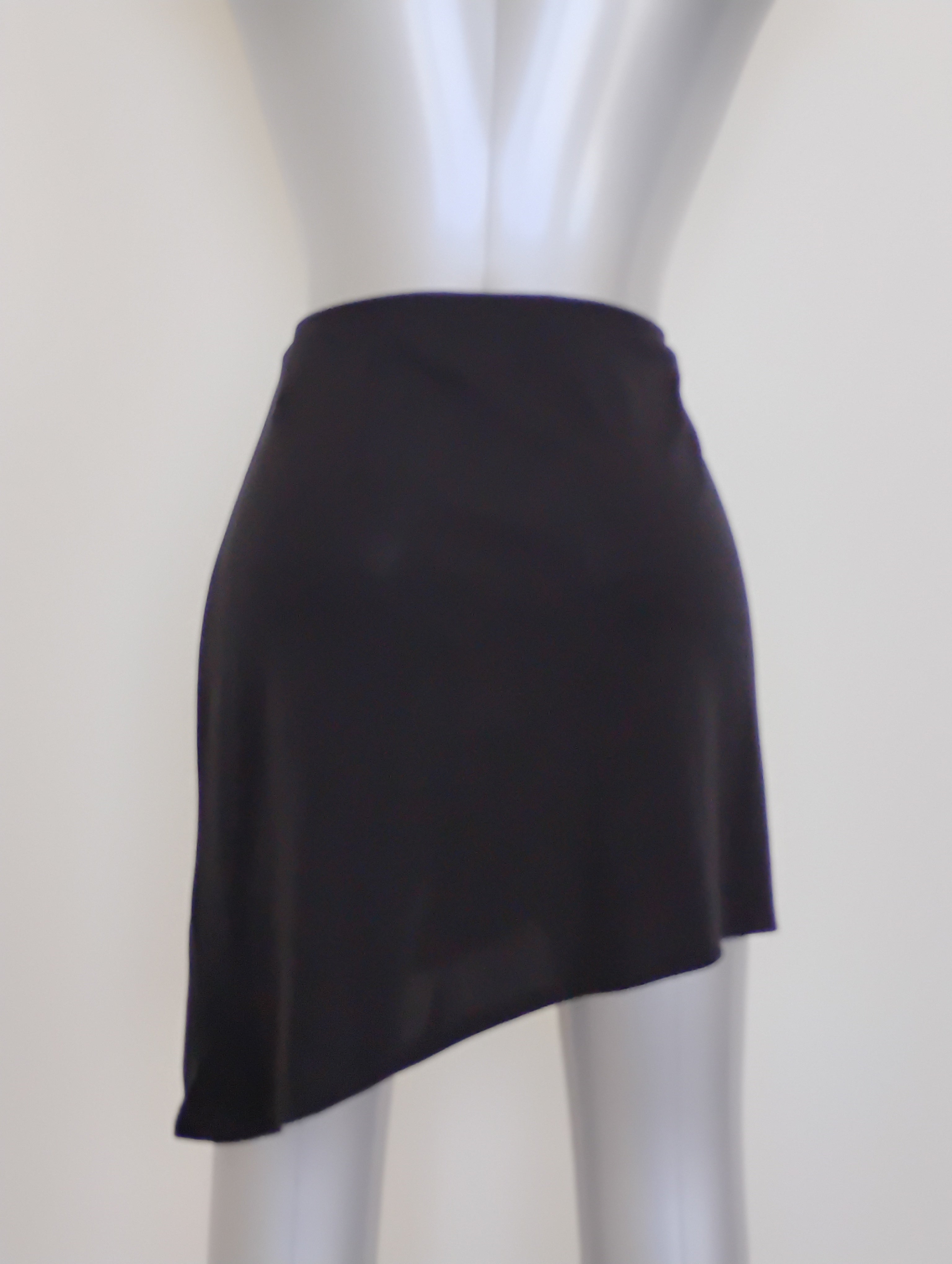Vintage ’90s Black Asymmetrical Mini Skirt – Express | Brand New Rayon/Polyester