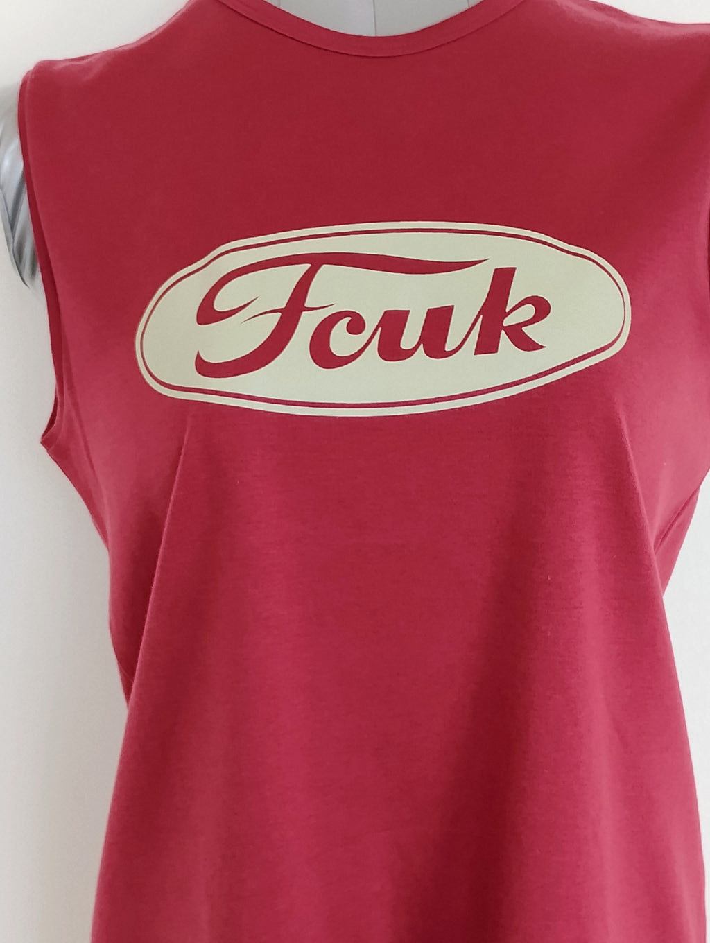 French Connection Wide Strap Tank Top – FCUK Logo | 100% Cotton, Made in USA