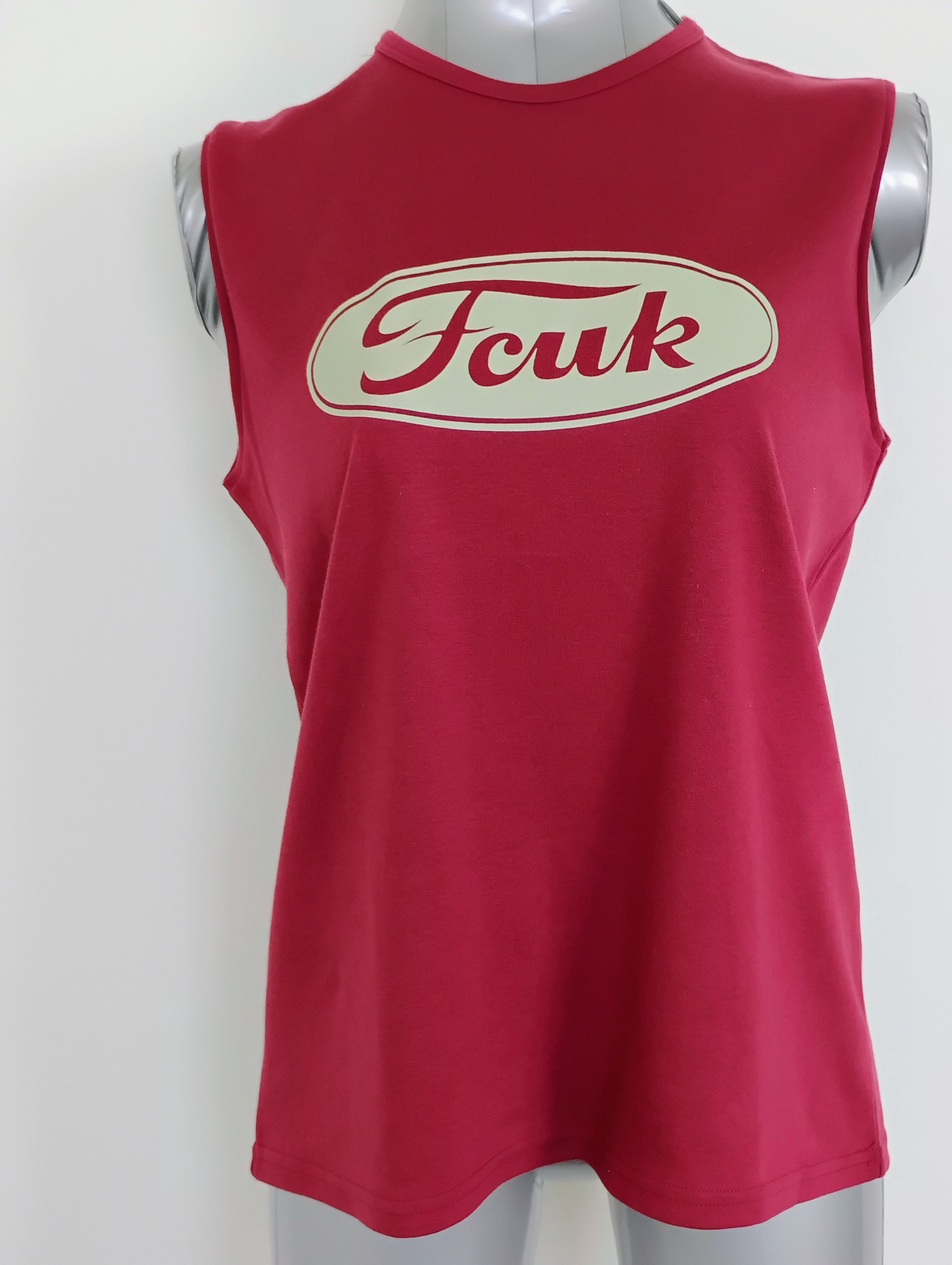 French Connection Wide Strap Tank Top – FCUK Logo | 100% Cotton, Made in USA